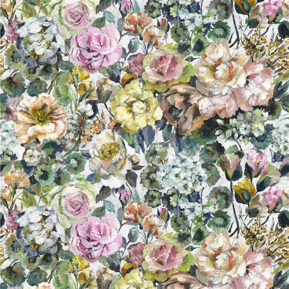 Designers Guild Fabric Royal Collection Gallica Rose embroidered silk rose 17x17"