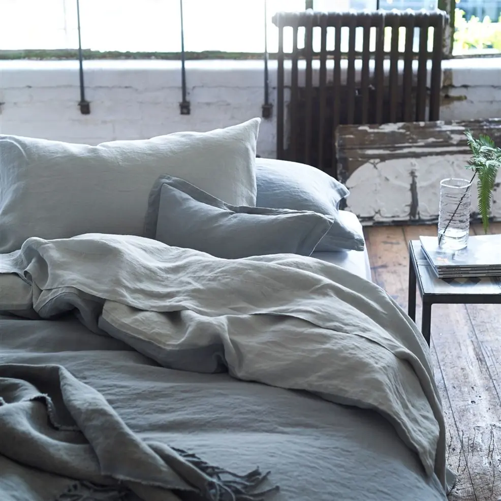 Biella Pale Grey Dove Plain Washed Linen Bed Linen Designers Guild Biella Pale Grey Dove Plain Washed Linen Bed Linen Designers Guild